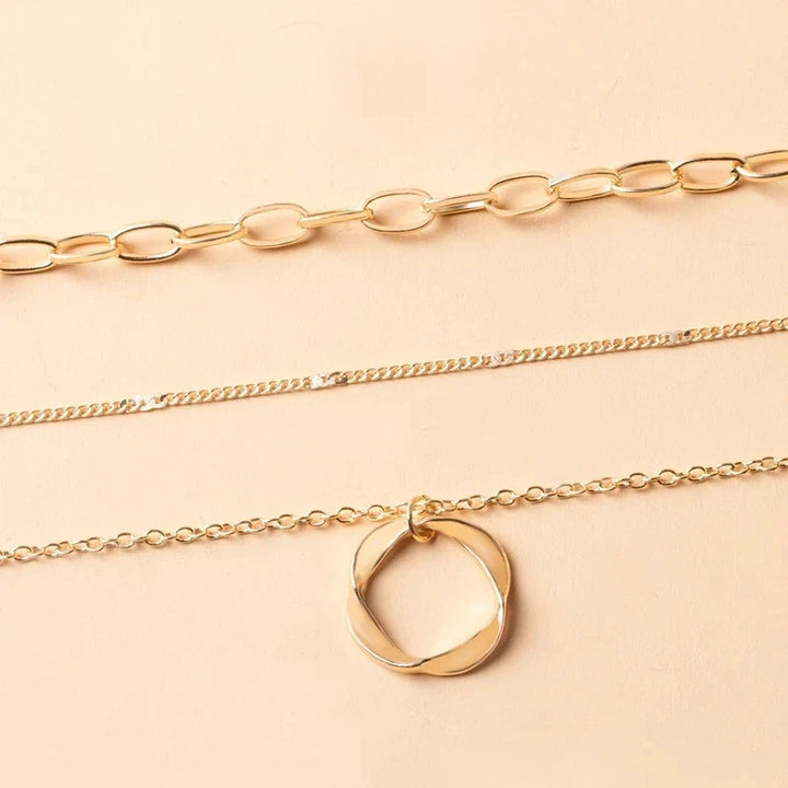 Vintage Gold Layered Chain, shown on the model