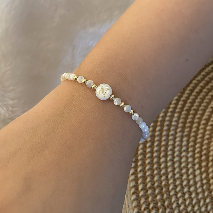Elegant Initial Pearl Bracelet