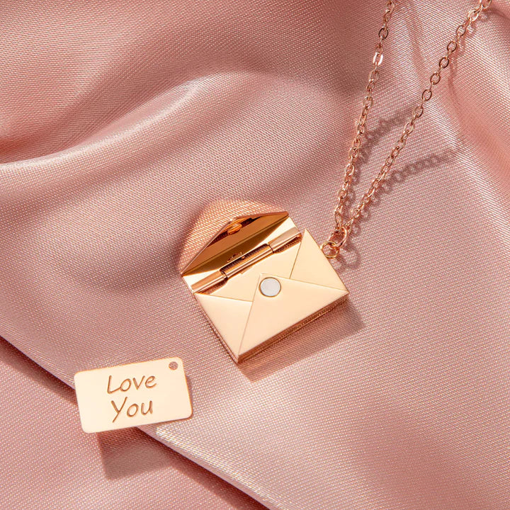 Love Letter Necklace, worn at the neckline