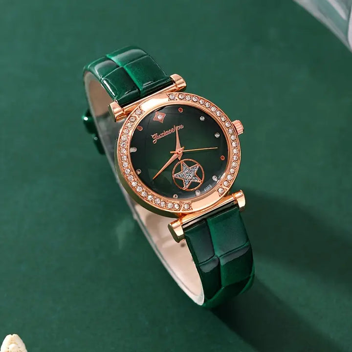 Verdantra Timecourt Emerald Jewelry Set | Gold-Tone