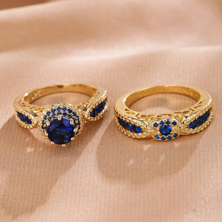 Victoria Gold-Tone Sapphire Ring Set