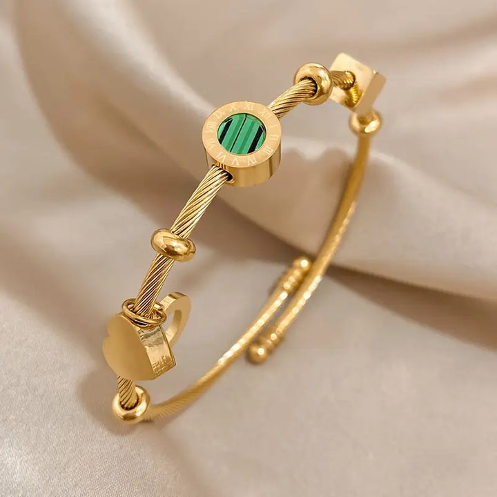 Emerence Rousseau Emerald Bracelet | Gold-Tone