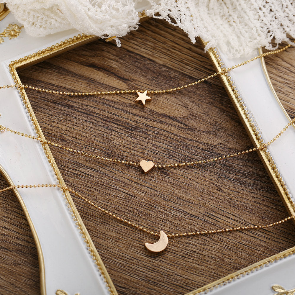 Layered Celestial Necklace, shown on the model