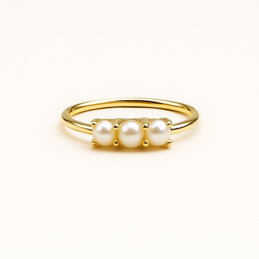 Triple Pearl Gold-Tone Ring
