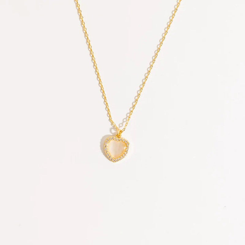White Opal Heart Necklace