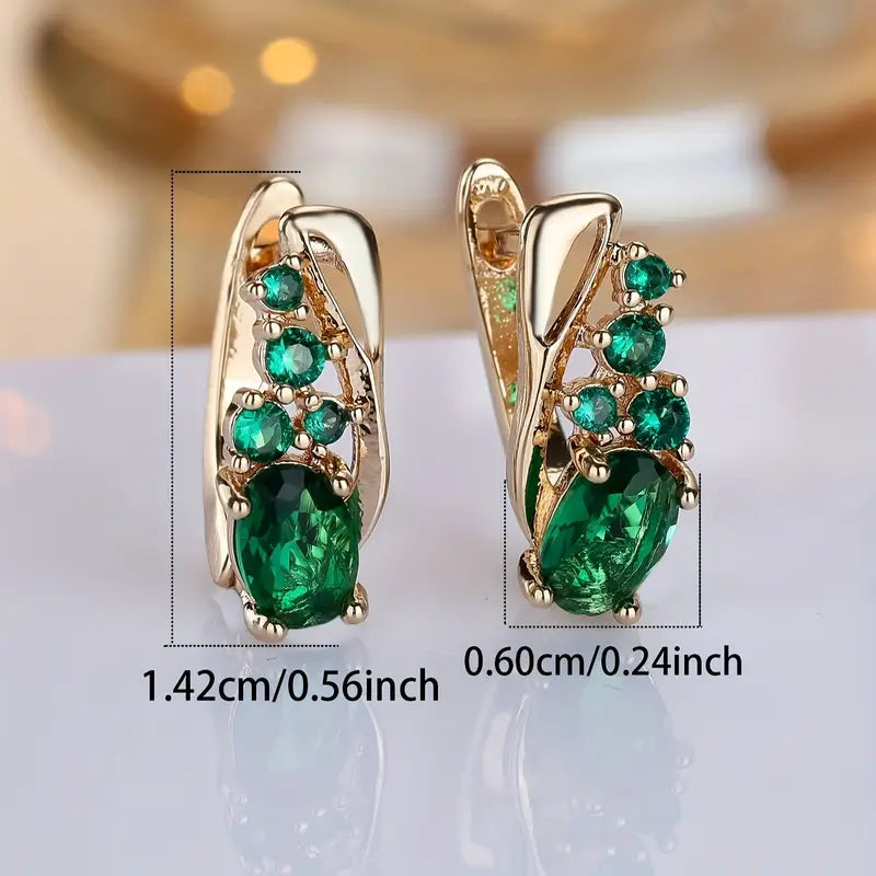 Thessaly Moressin Emerald Earrings | Gold-Tone