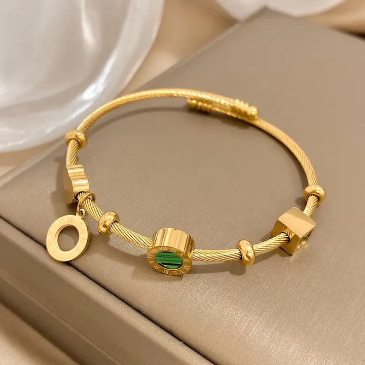 Emerence Rousseau Emerald Bracelet | Gold-Tone