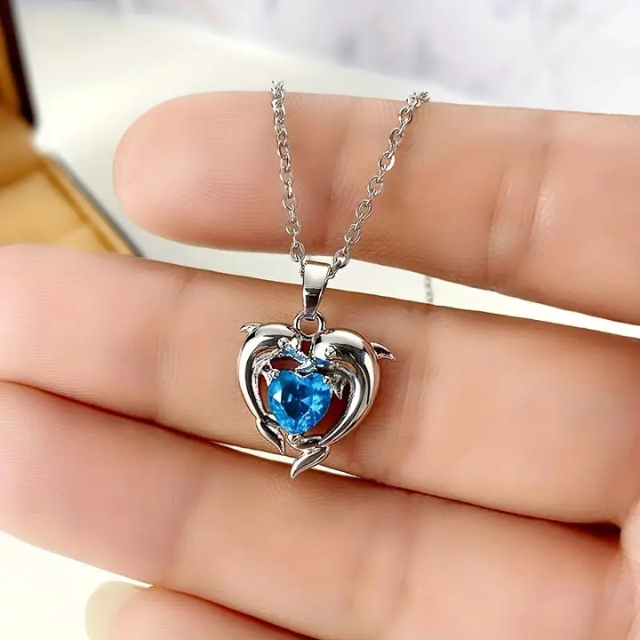 Ocean Heart Twins Necklace | Silver-Tone
