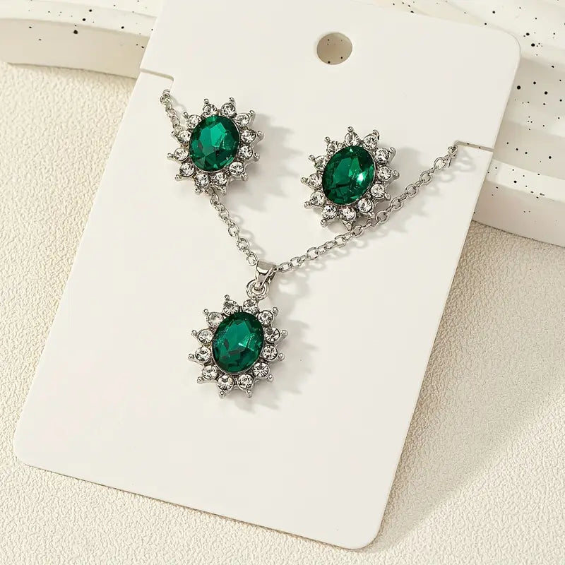 Katya Smeryn Emerald Jewelry Set | Silver-Tone
