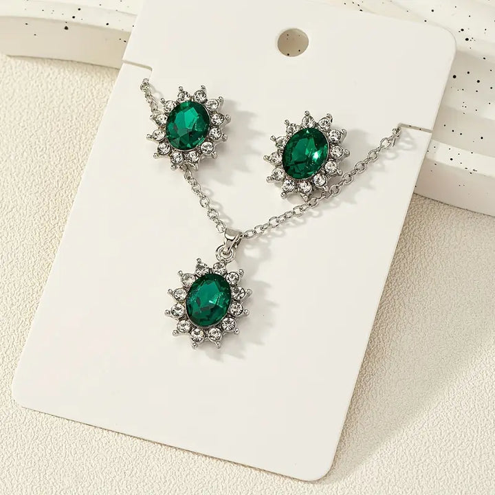 Katya Smeryn Emerald Jewelry Set | Silver-Tone