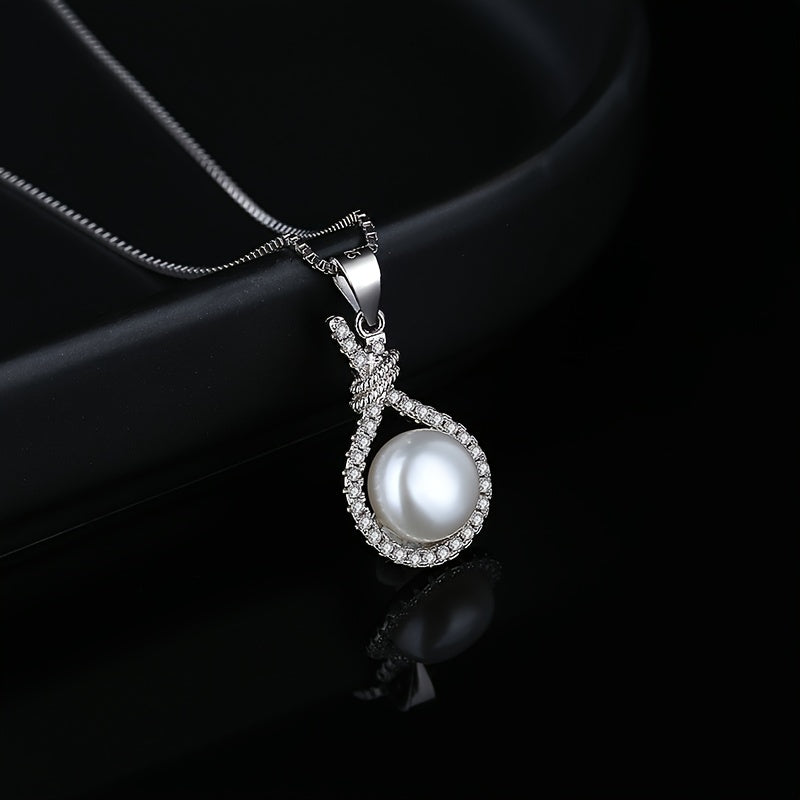 Graceful Pearl Twist Pendant Necklace