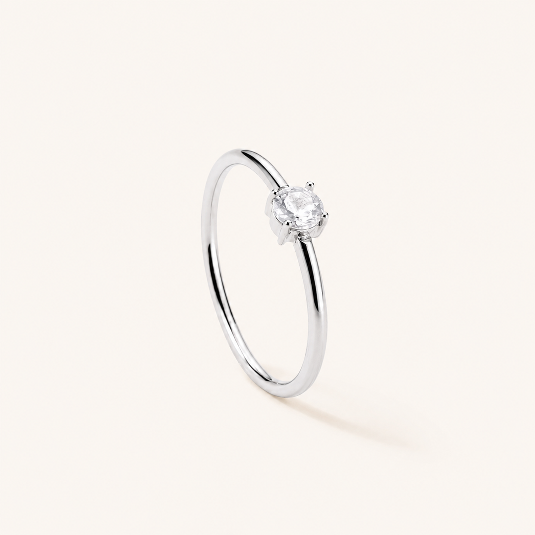 Silver Solitaire Ring