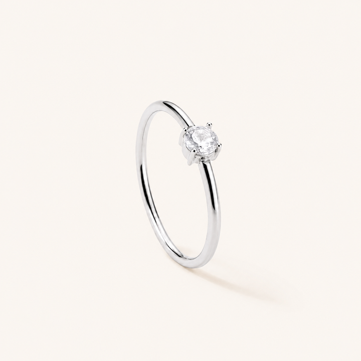 Silver Solitaire Ring