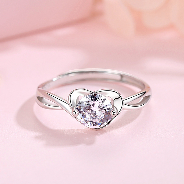 Zircon Heart Ring, shown on a plain background