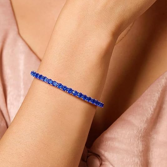 Sapphire Tennis Bracelet | Silver-Tone