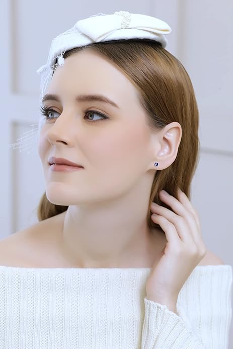 Classic Sapphire Stud Earrings | Silver-Tone