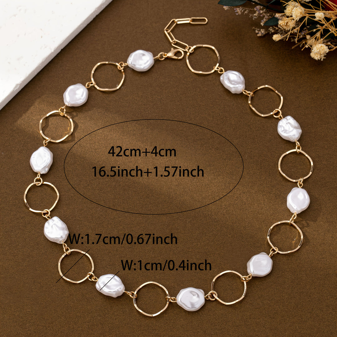 Vintage Baroque Pearl Link Necklace