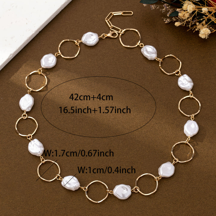 Vintage Baroque Pearl Link Necklace