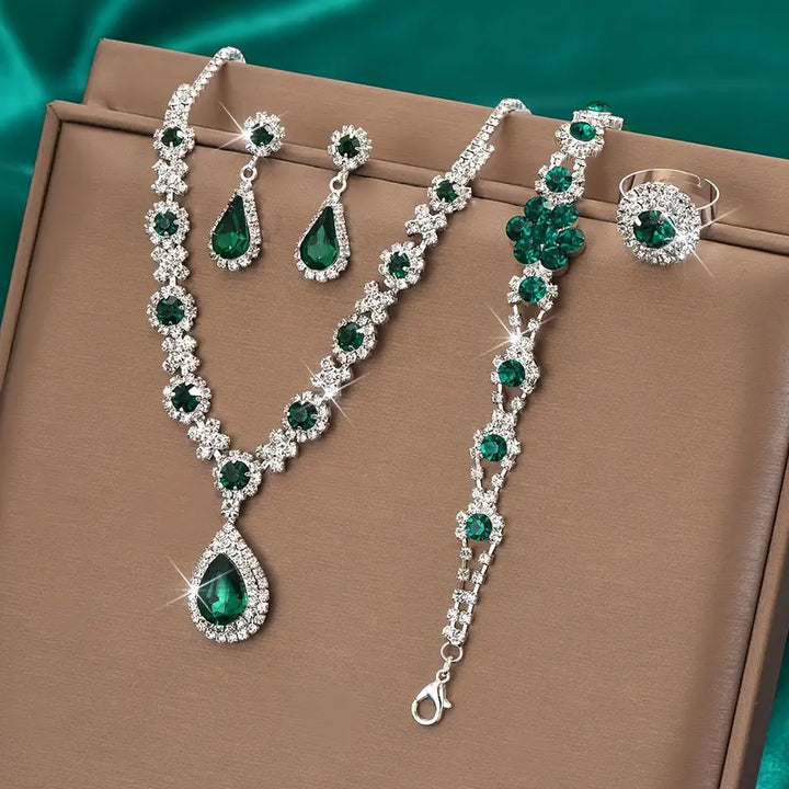 Adriana Lysandre Emerald Jewelry Set | Silver-Tone