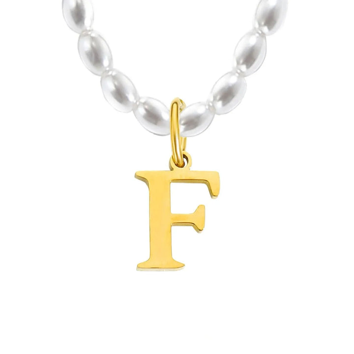Elora Pearl Initial Necklace, detail view 2
