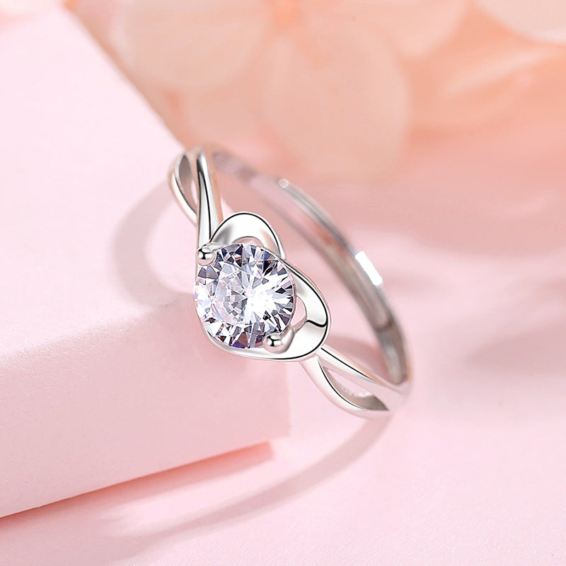 Zircon Heart Ring, close-up detail