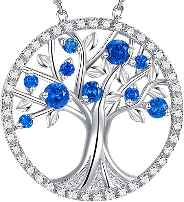 Tree of Life Sapphire Necklace | Silver-Tone