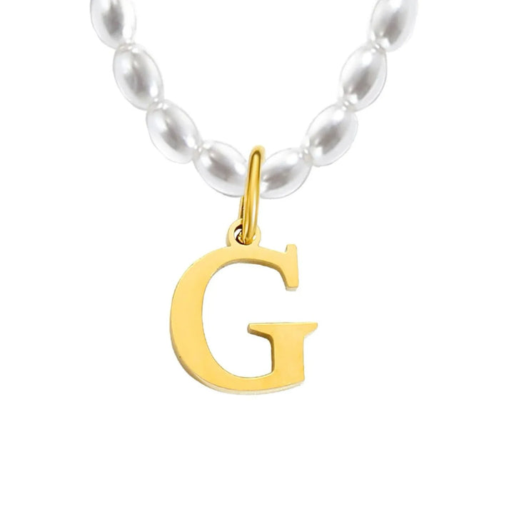 Elora Pearl Initial Necklace, side view 2