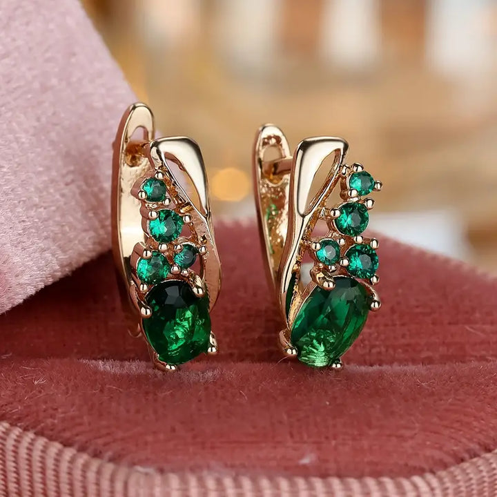 Thessaly Moressin Emerald Earrings | Gold-Tone