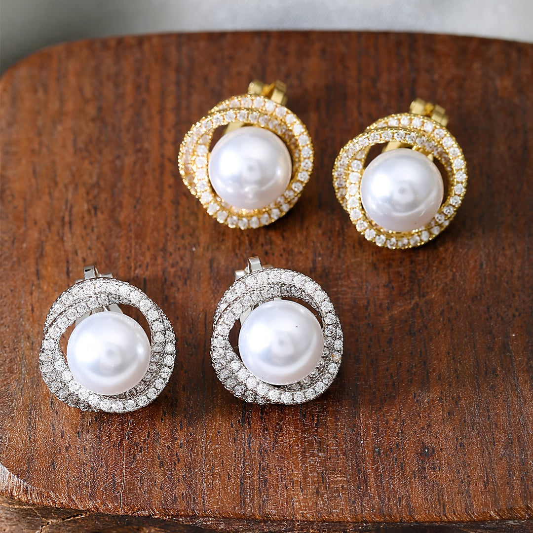 Classic Pearl Halo Clip Earrings