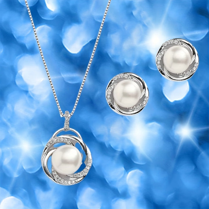 Polished Pearl Swirl Jewelry Set