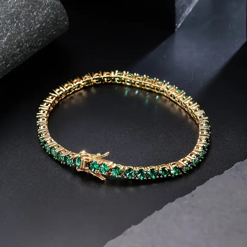 Aliona Virelli Tennis Emerald Bracelet | Gold-Tone