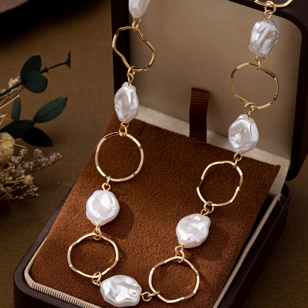 Vintage Baroque Pearl Link Necklace