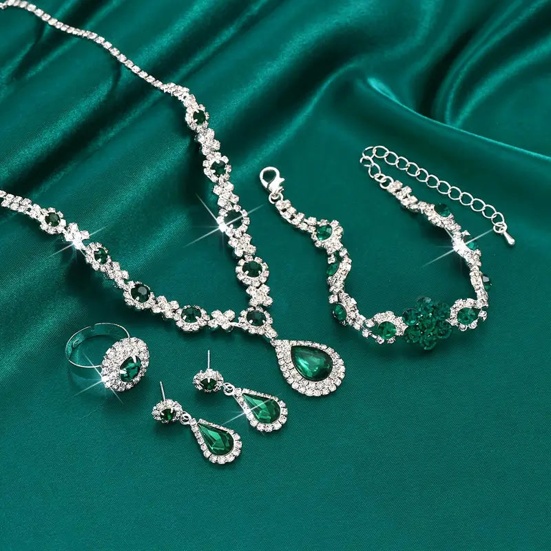 Adriana Lysandre Emerald Jewelry Set | Silver-Tone