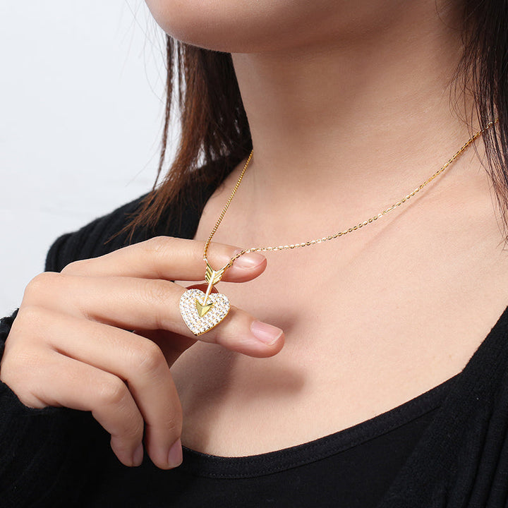 Arrow Heart Necklace, shown on the model