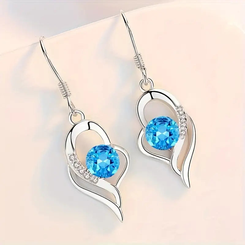 Eclipse Heart Drop Earrings | Silver-Tone