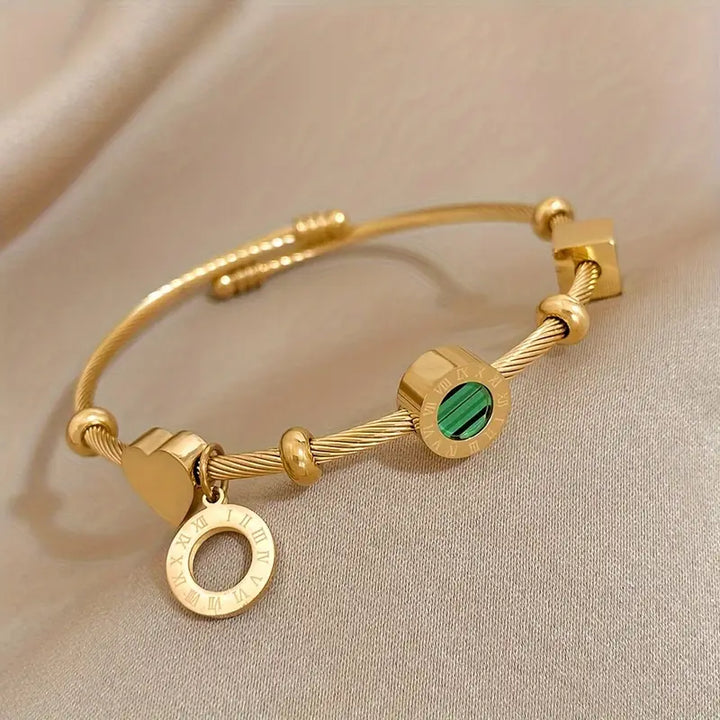 Emerence Rousseau Emerald Bracelet | Gold-Tone