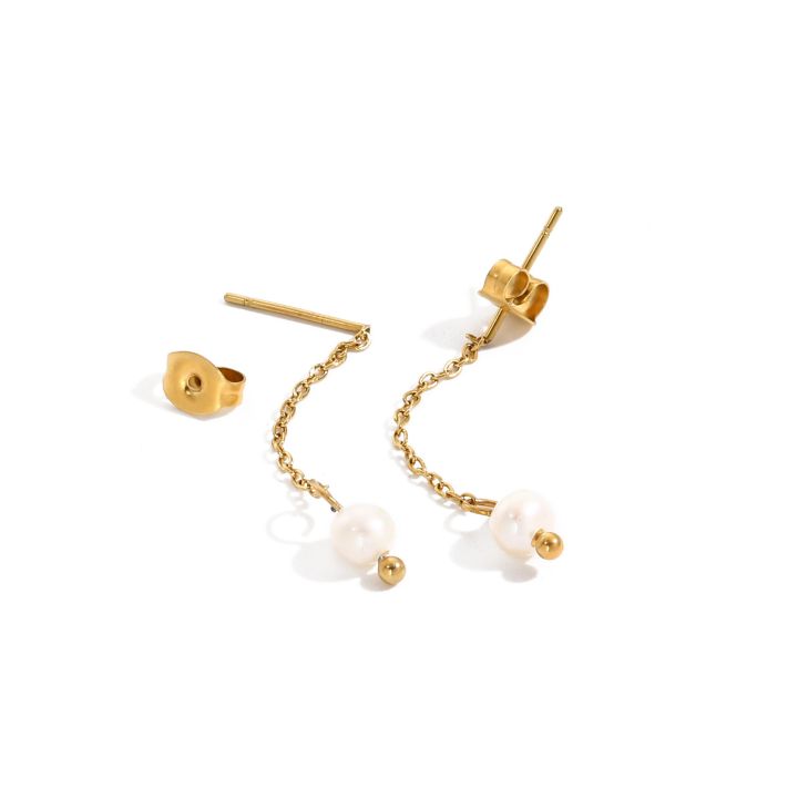 Eliz Pearl Drop Earrings, close-up detail