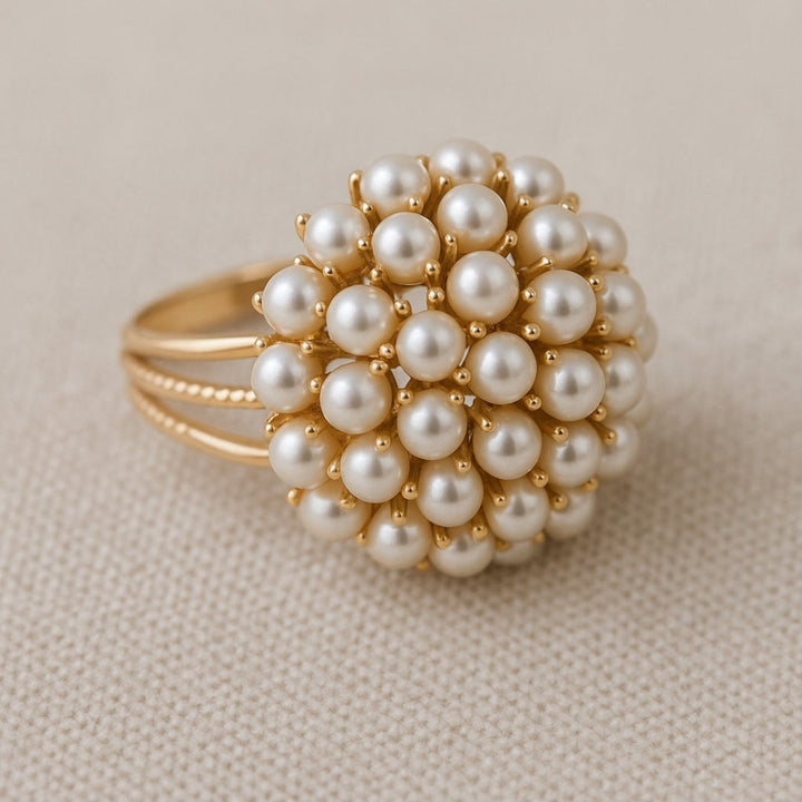 Classic Inlaid Pearl Gold-Tone Ring