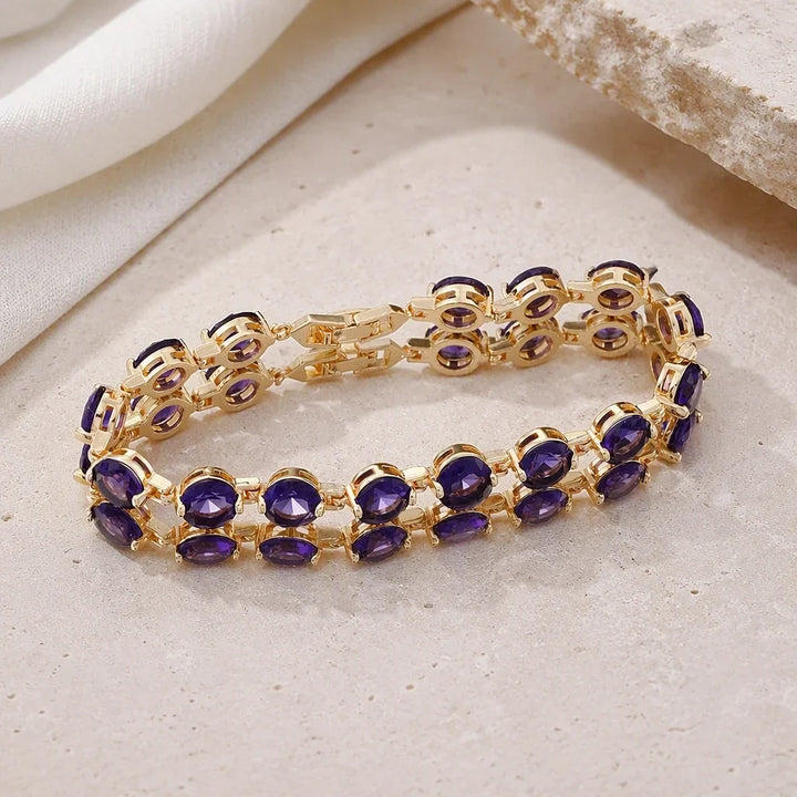 Amethyst Tennis Gold-Tone Bracelet