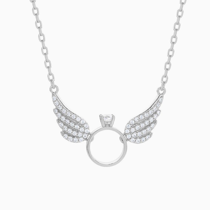 Angel Wings Ring Necklace, close-up detail