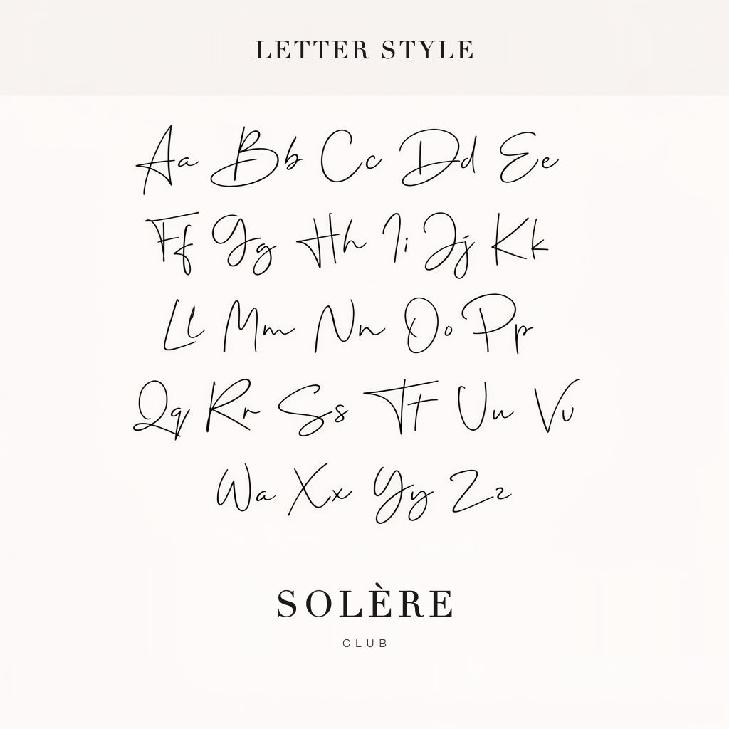 Letter style guide showing the script alphabet
