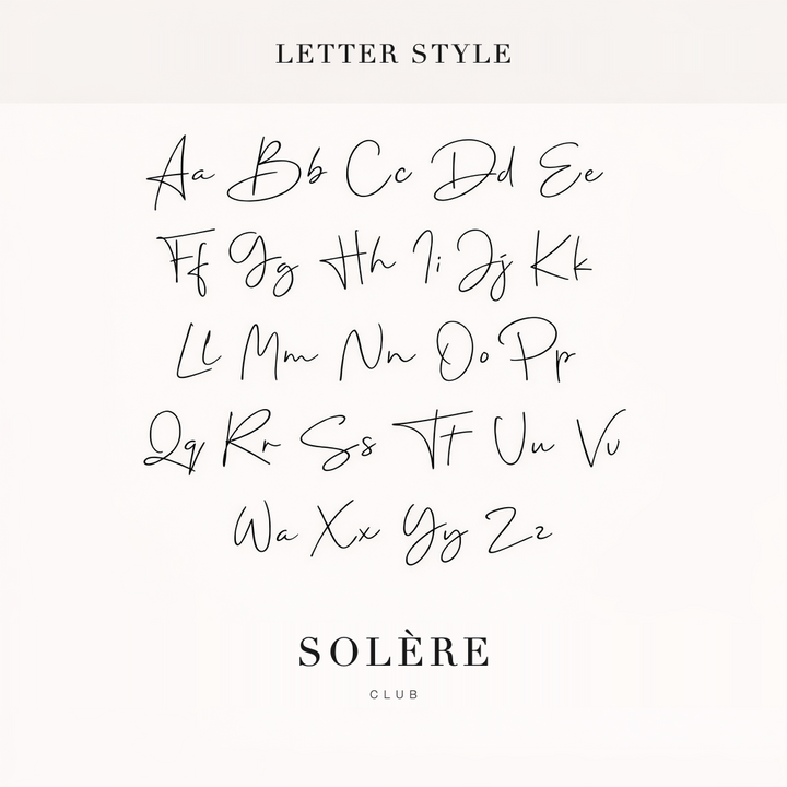 Letter style guide showing the script alphabet