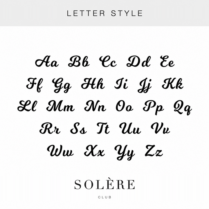 Letter style guide showing the cursive alphabet