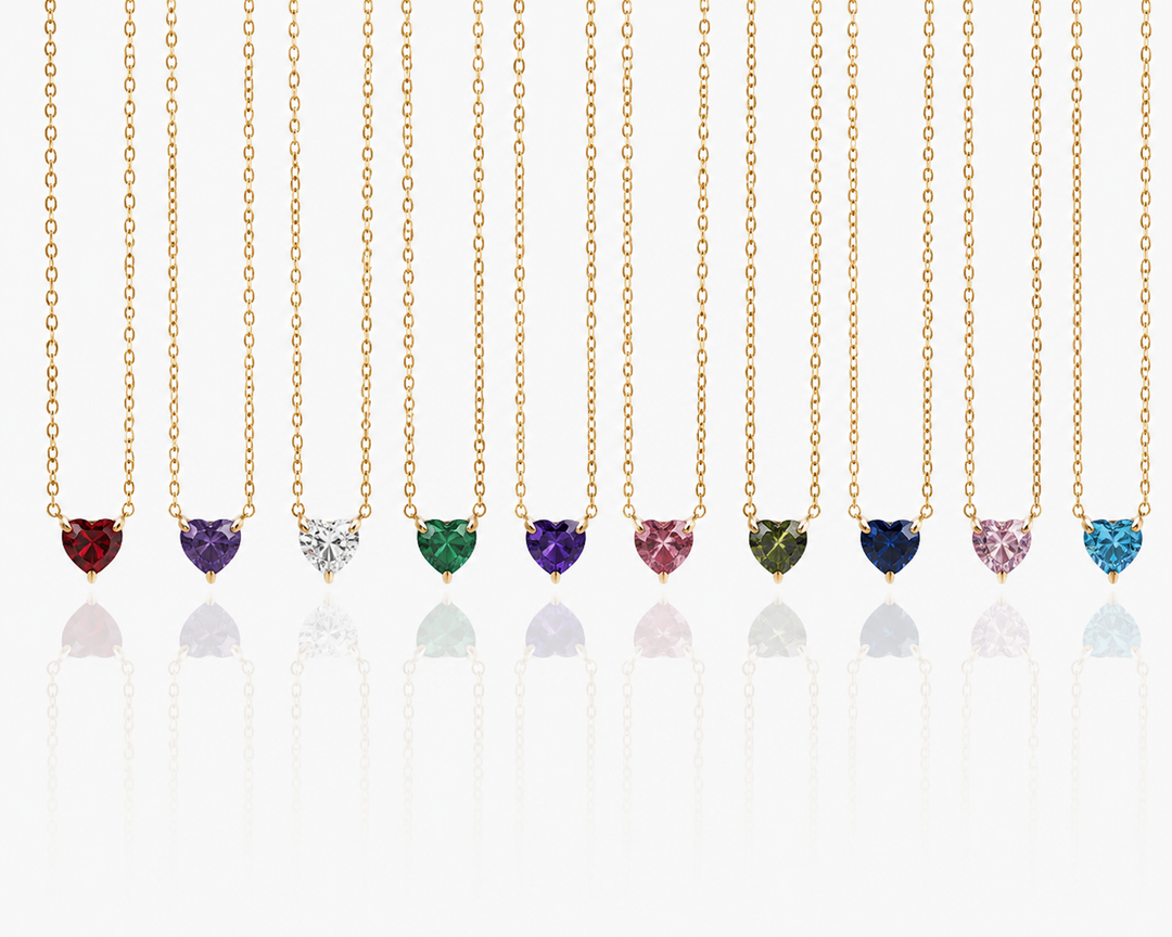 Heart Birthstone Necklace, detail view