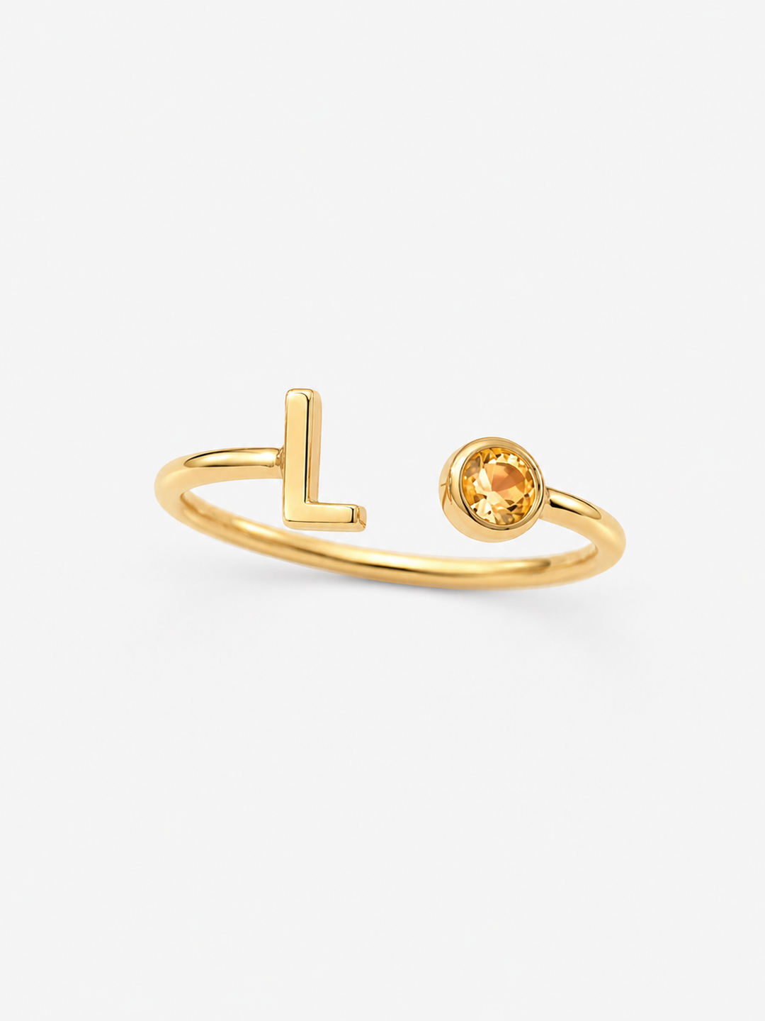 Bond Adjustable Initial and Birthstone Ring in gold