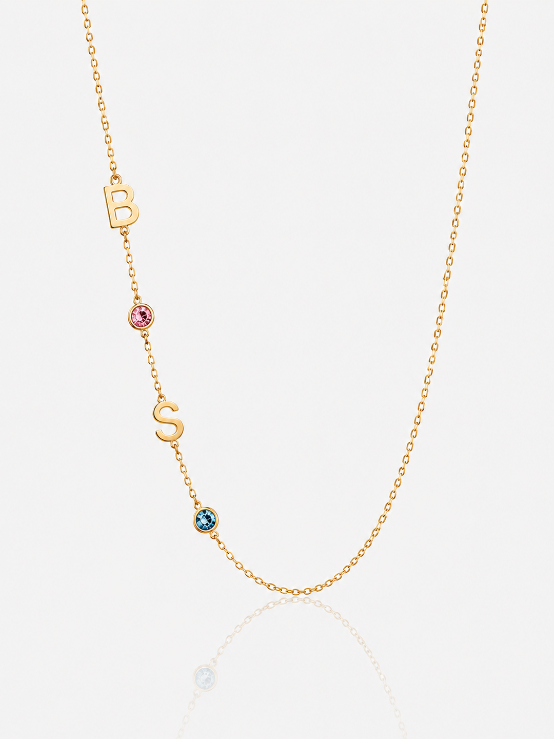 Birthstone and Initials Necklace