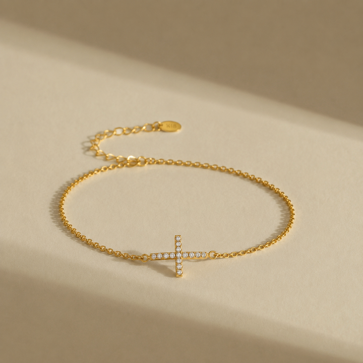 Faith Cross Bracelet, shown on the model