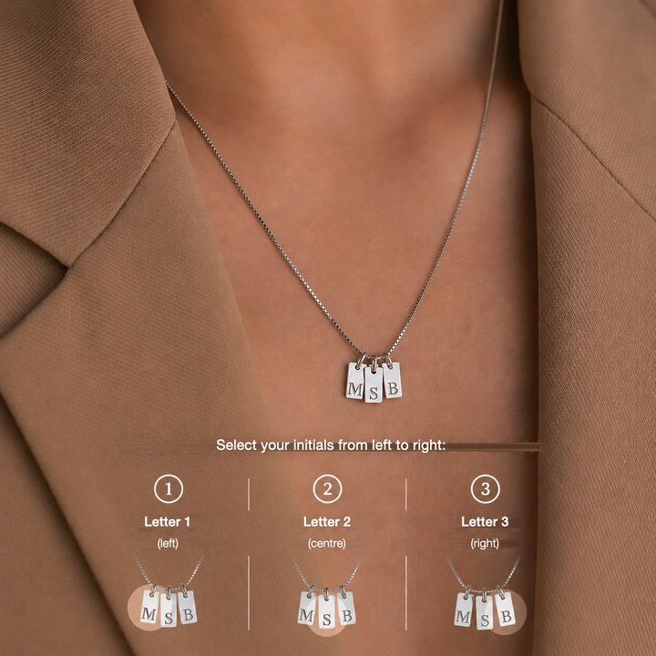 Diana Initials Necklace, close-up while worn