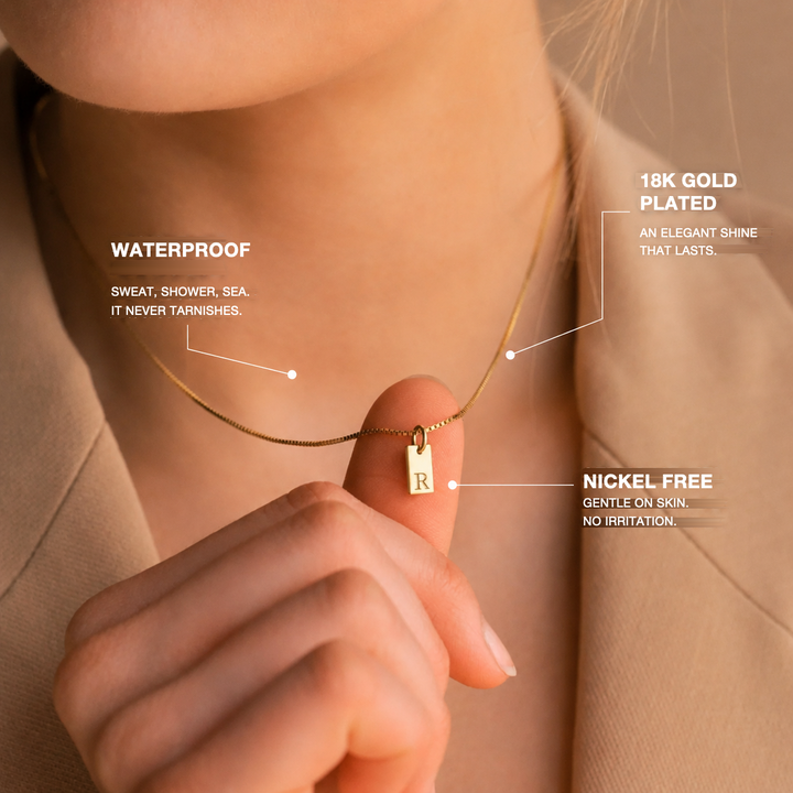 Diana Initials Necklace, shown on the model