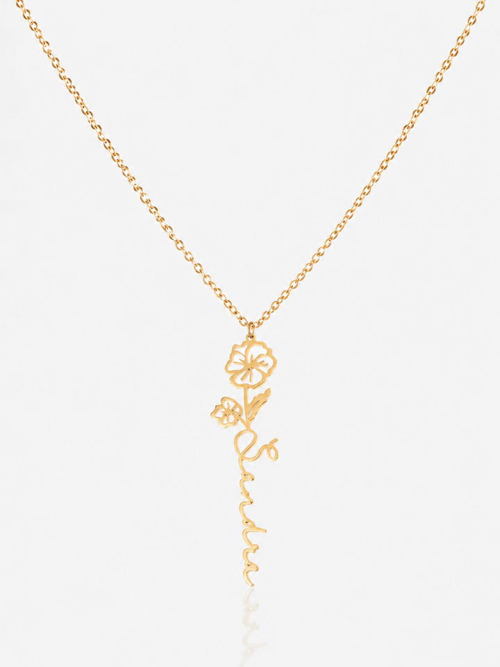 Name and Birth Flower Necklace